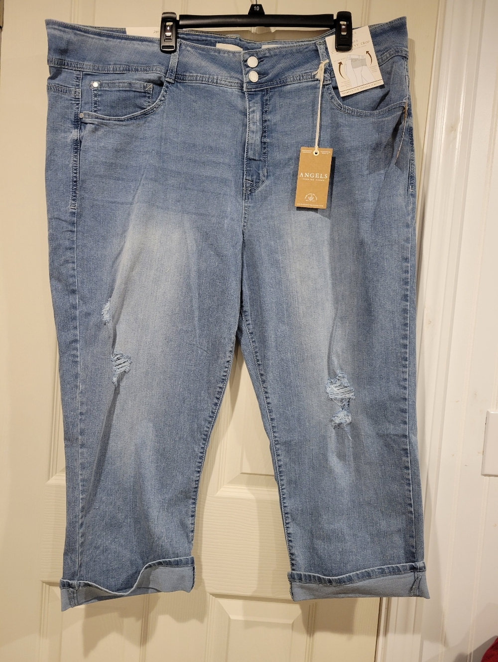 NWT Angels Forever Young Curvy Skinny Crop Jeans 24W Everflex Reef Light Wash